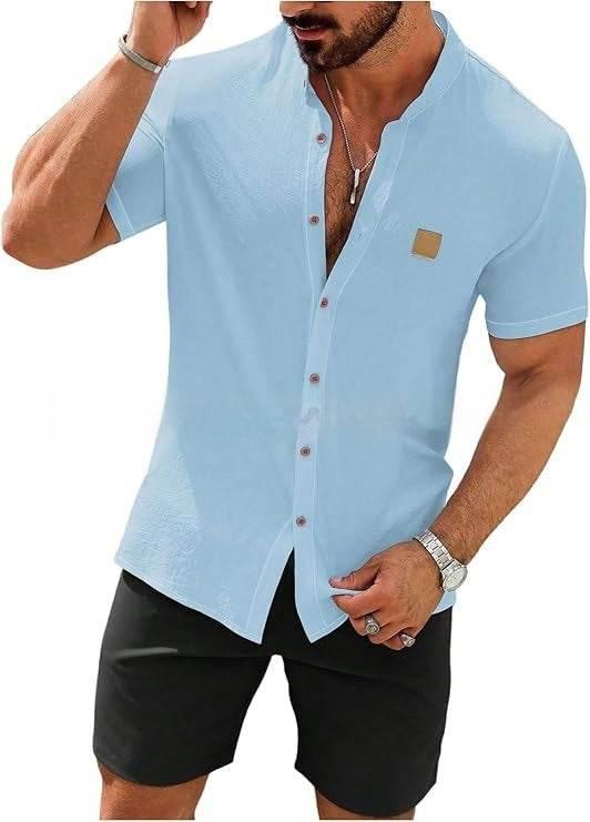 Fashion Summer Button Linen New Men's Shirt - YAXSO