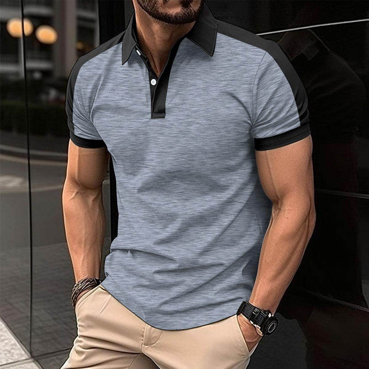 Men's Short Sleeve Business Shirt Summer Casual Polo Shirts - YAXSO