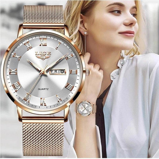 Thin Ladies Quartz Dual Calendar Waterproof Watch - YAXSO