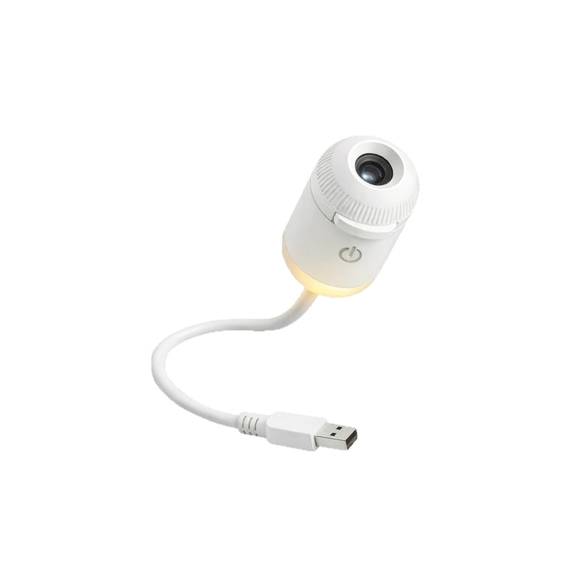 White starry sky projection night light with USB cable and round lens head