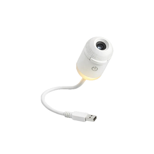White starry sky projection night light with USB cable and round lens head