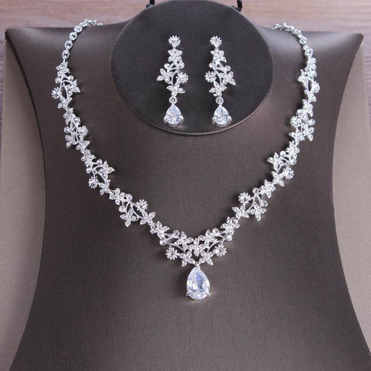 Zircon Necklace Earrings Set Mori Girl Series - YAXSO