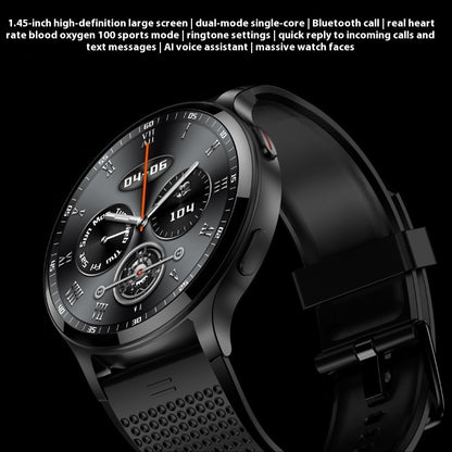 Black smartwatch with detailed face on a black background