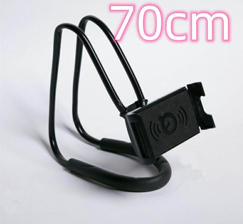 Black 360° rotatable selfie phone holder stand with adjustable clamp and cable loop