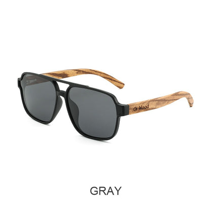 Sunglasses with wooden arms on a white background