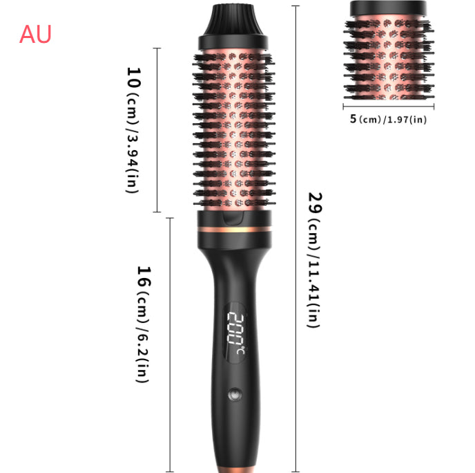 Hair styling tool with measurements on a white background