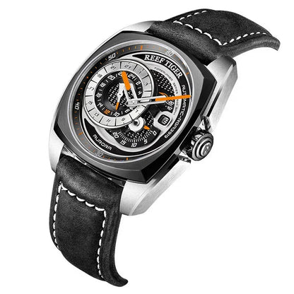 Reef Tiger Aurora Forerunner Men’s Automatic Watch – Leather Strap - YAXSO