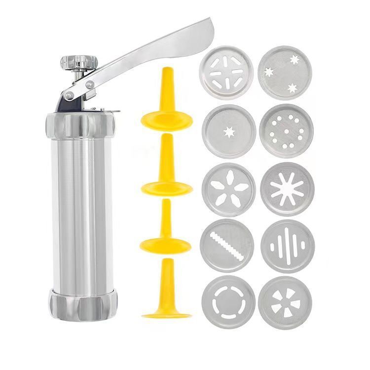 Cookie Press Gun & Icing Set – Alloy Maker with 20 Discs & 4 Pastry Tips