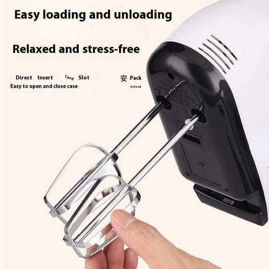 Handheld device with a clear plastic component being inserted, on a beige background.