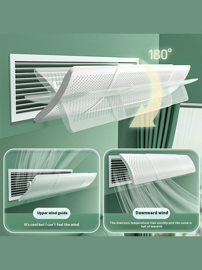 Ventilation system with adjustable cover showing different wind directions on a green background.