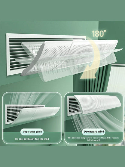 Wind direction hood attachment with upper and downward airflow guides, white perforated