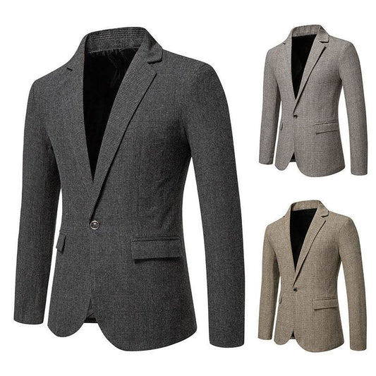 European Size Men's Fashion Woolen Casual Small Suit Coat - YAXSO