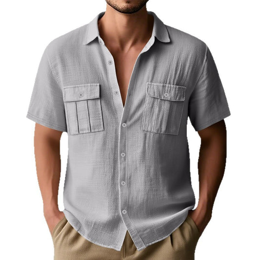 Solid Color Pocket Loose Lapel Cardigan