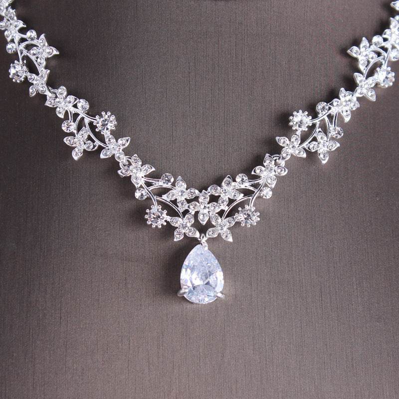 Zircon Necklace Earrings Set Mori Girl Series - YAXSO
