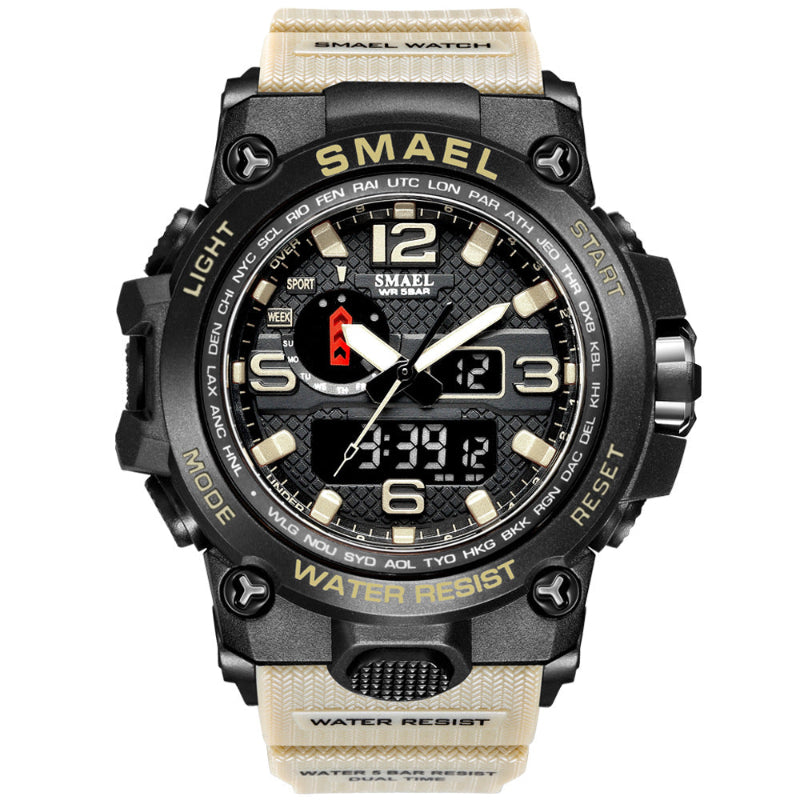 Smael watch with black and beige design on a white background
