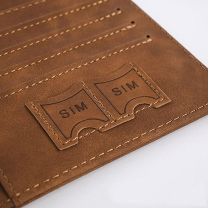 Leather-look finish on a passport and card holder