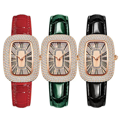Women’s crystal quartz watch with rose gold dial