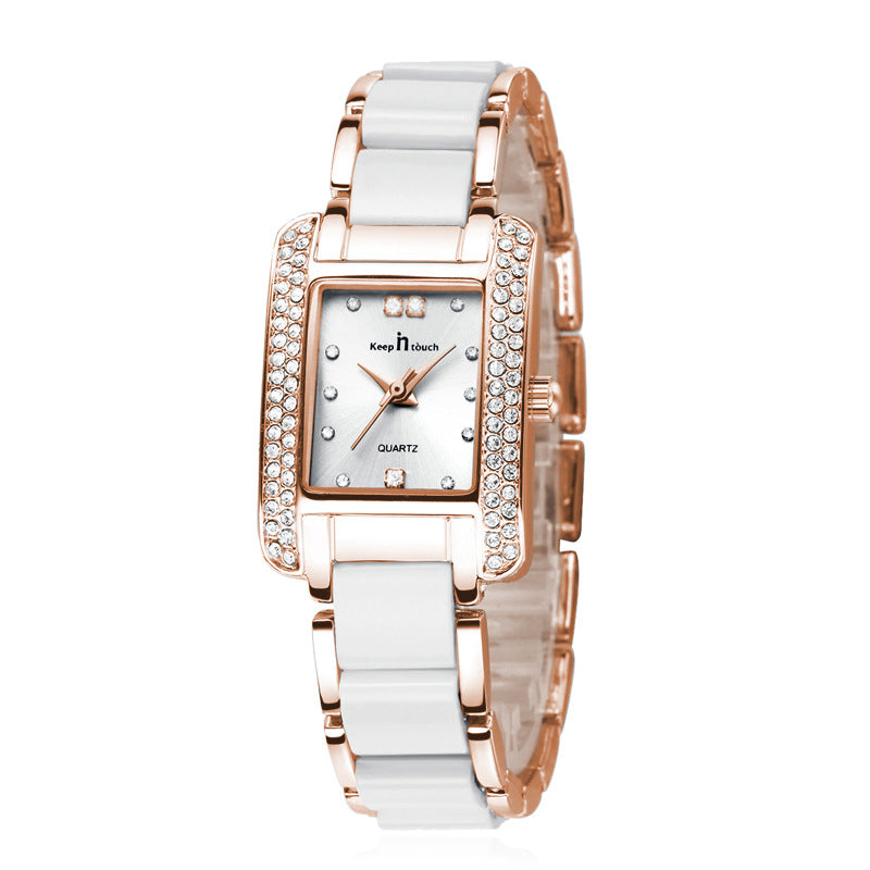 Women’s fashion square quartz watch suitable for daily and evening wear