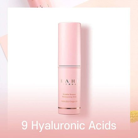 KAHI wrinkle bounce multi balm stick, pink cylindrical tube with branding label