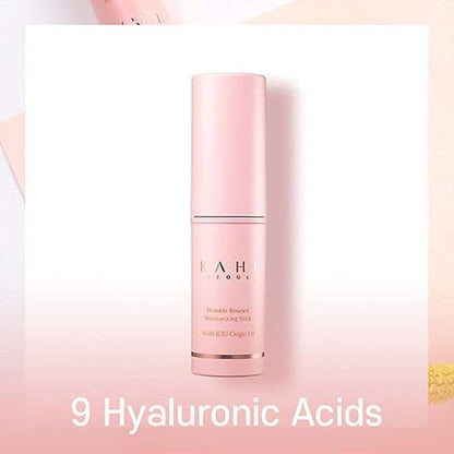 KAHI wrinkle bounce multi balm stick, pink cylindrical tube with branding label