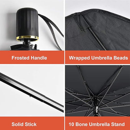 Car sunshade umbrella details: frosted handle, wrapped beads, solid stick, rib frame
