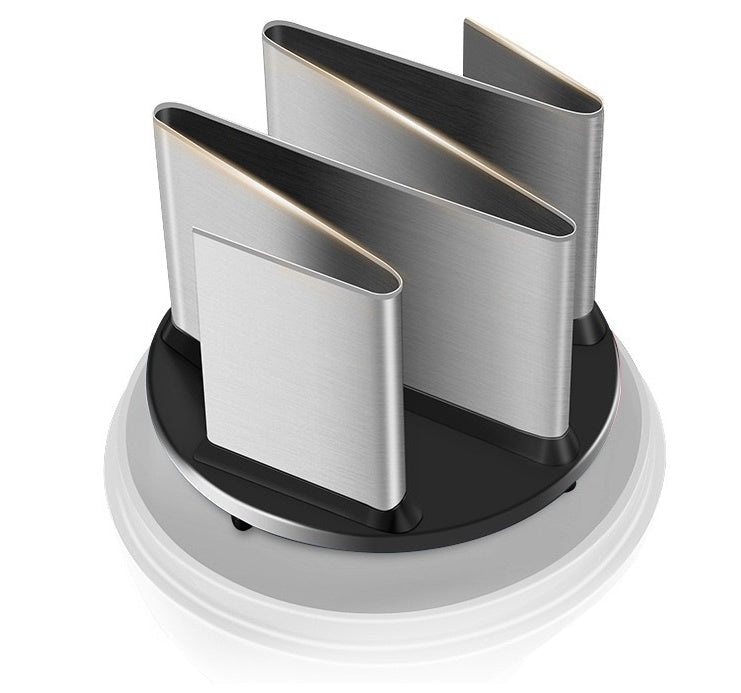 Stainless-steel manual press chopper with two sharpening-cutting blades on base