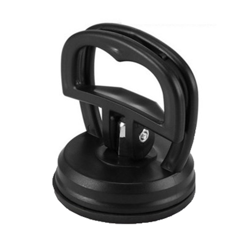 Mini suction cup dent puller with black U-handle and suction base